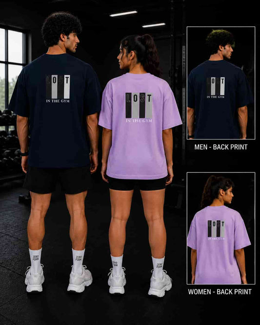 Lost in the Gym Oversized 100% Cotton T-shirt with Front & Back Print