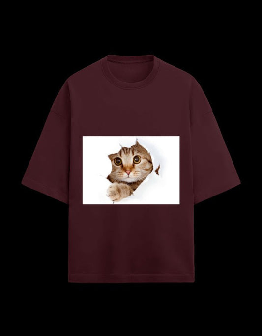 Zeroform Cutie Cat Oversized Cotton Tee - ZEROFORM