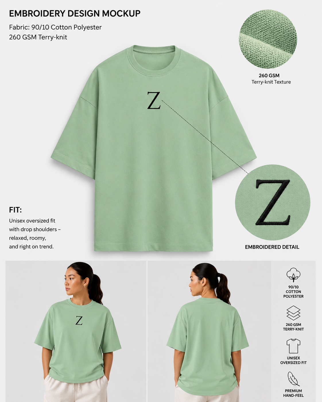 Embroidery Oversized T-shirt | Classic Style