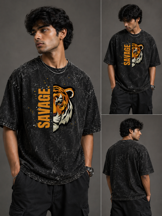 Zeroform SAVAGE Tiger Oversized Cotton T-shirt
