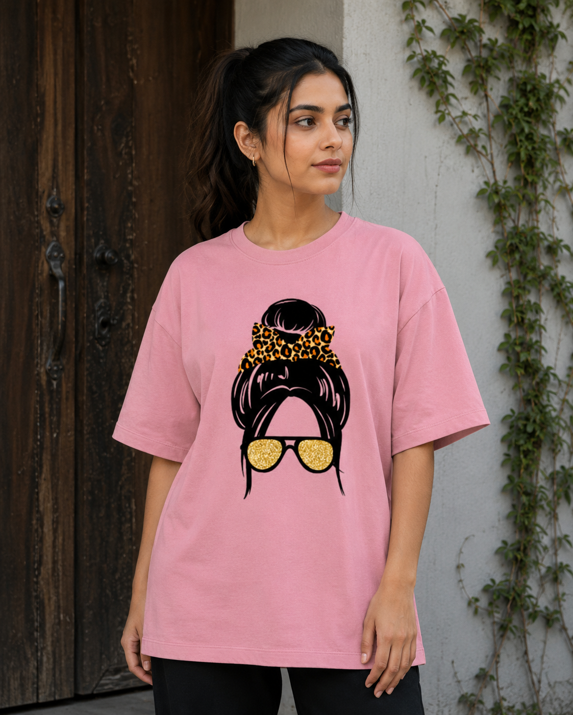 Zeroform Atitude girl  Oversized Cotton Tee