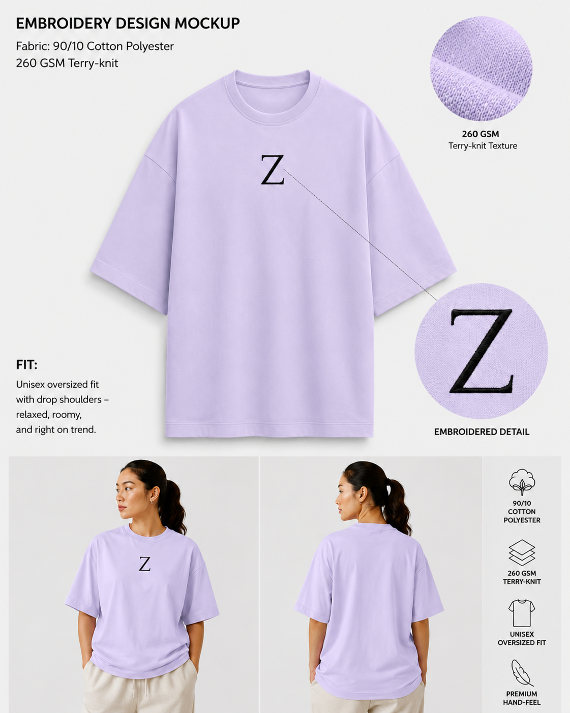 Embroidery Oversized T-shirt | Classic Style