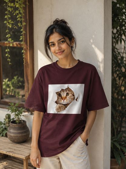 Zeroform Cutie Cat Oversized Cotton Tee
