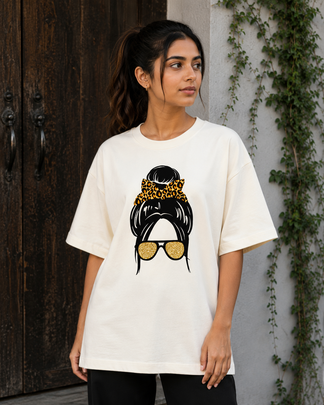 Zeroform Atitude girl  Oversized Cotton Tee