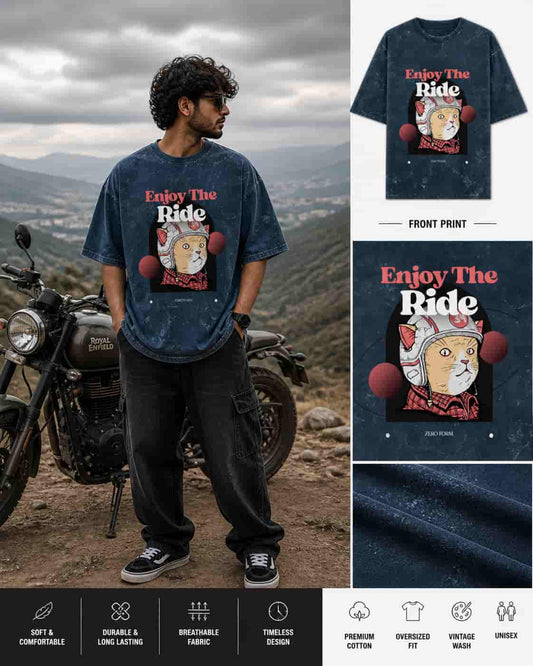 Zeroform Enjoy The Ride Oversized | 100% Cotton Acid Wash