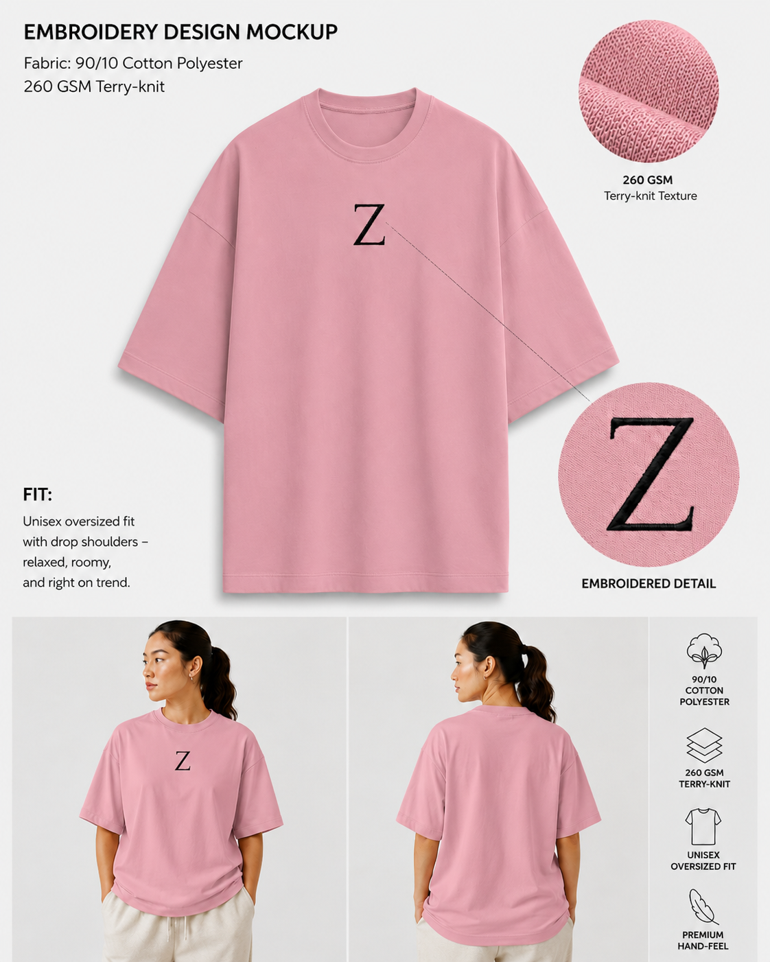 Embroidery Oversized T-shirt | Classic Style