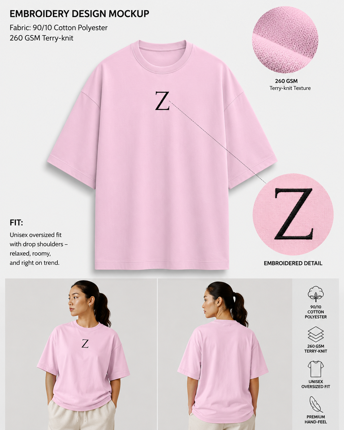 Embroidery Oversized T-shirt | Classic Style