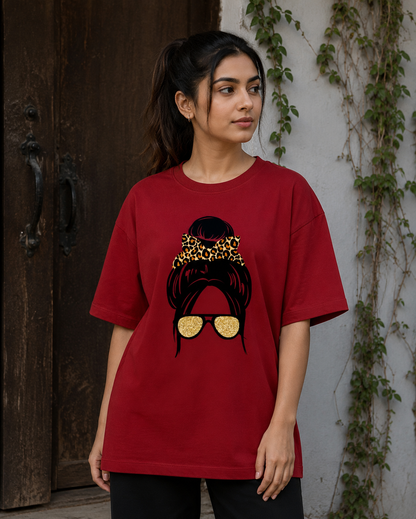 Zeroform Atitude girl  Oversized Cotton Tee