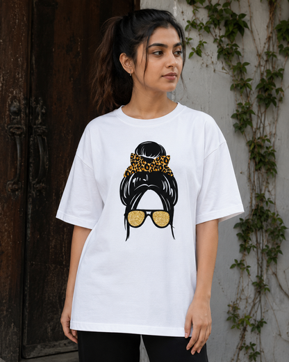 Zeroform Atitude girl  Oversized Cotton Tee