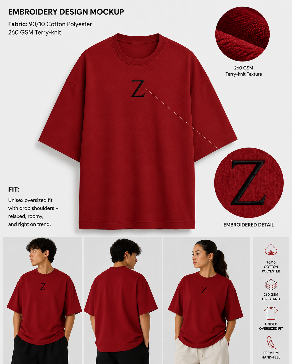 Embroidery Oversized T-shirt | Classic Style