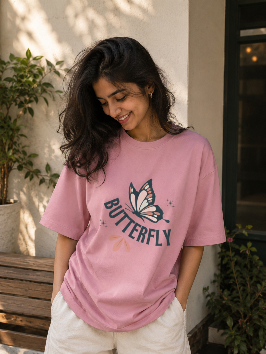 Zeroform Butterfuly Oversized Cotton T-Shirt