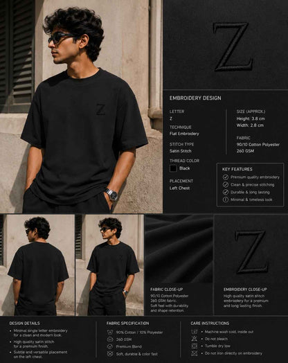 Embroidery Oversized T-shirt | Classic Look