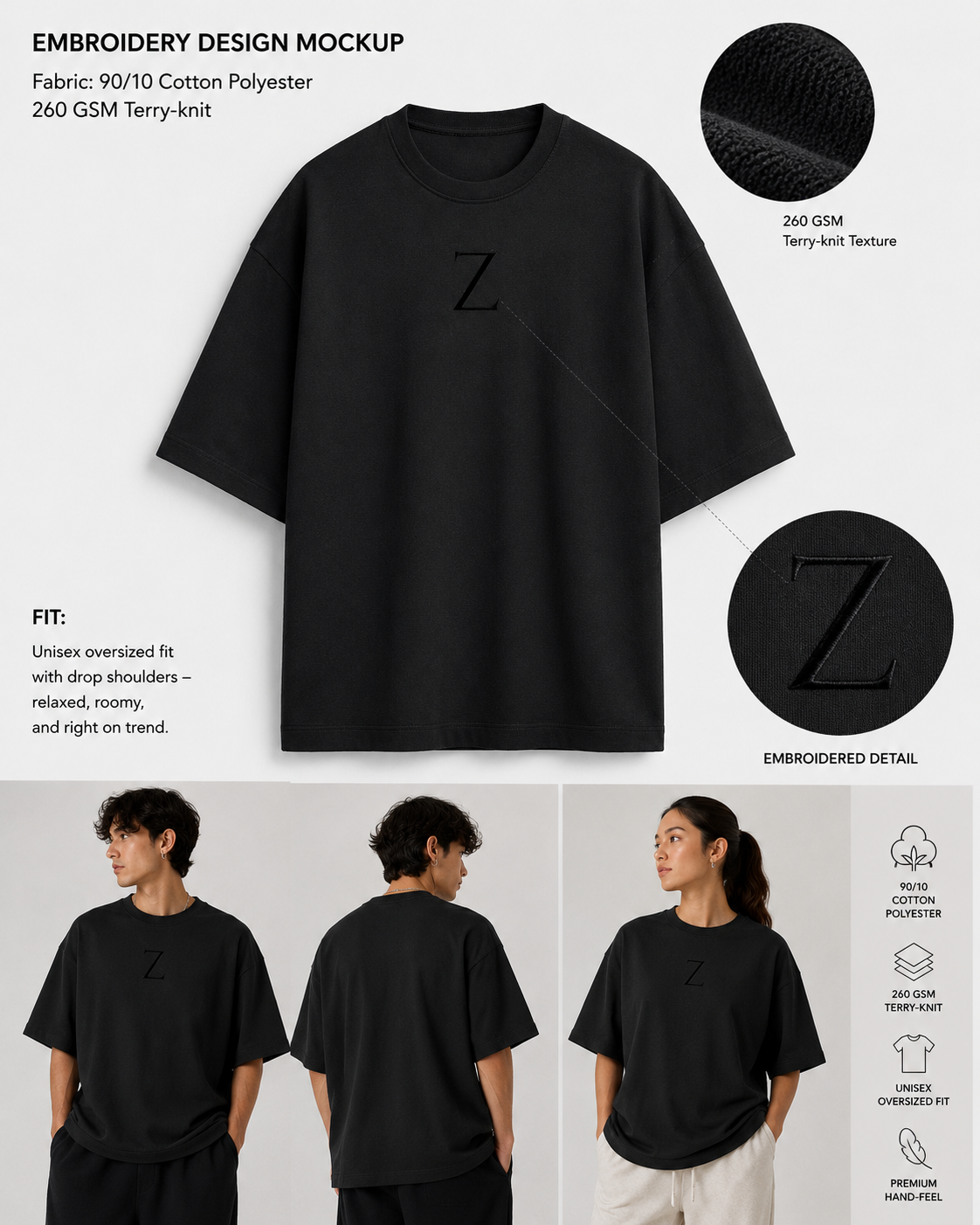 Embroidery Oversized T-shirt | Classic Style