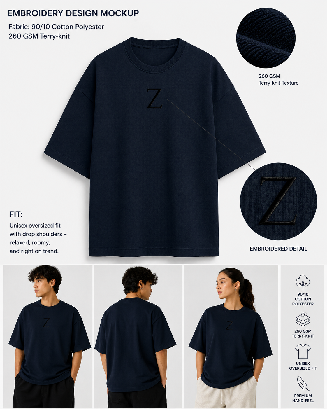 Embroidery Oversized T-shirt | Classic Style