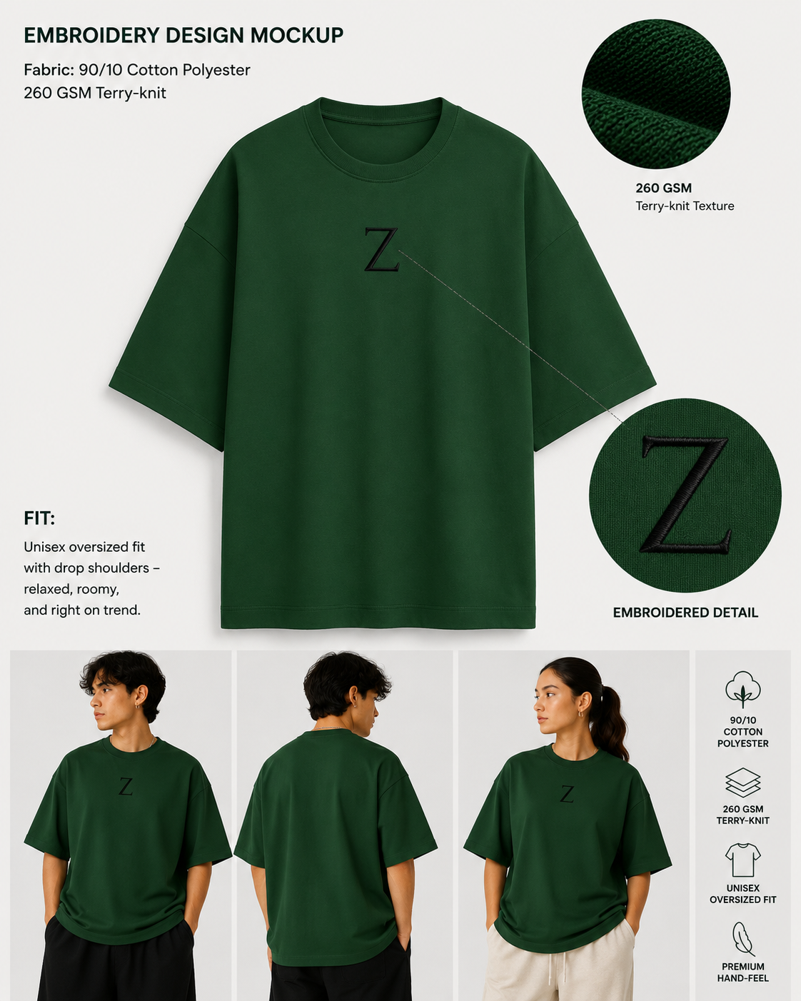 Embroidery Oversized T-shirt | Classic Style