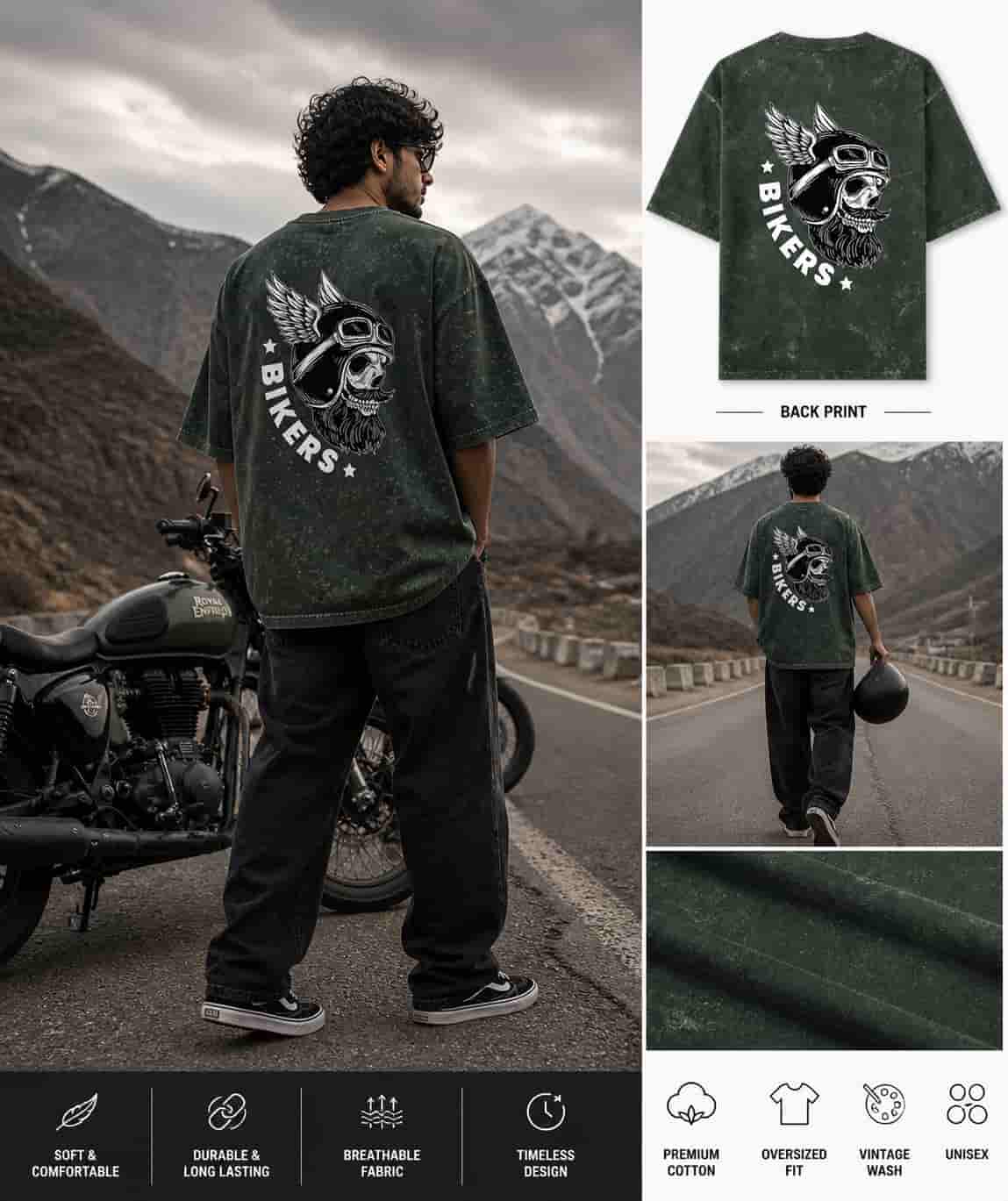 Zeroform Bikers Oversized | 100% Cotton Acid Wash