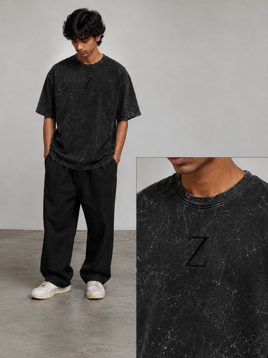 Zeroform Minimal Acid Wash 100% Cotton Oversized T-shirt