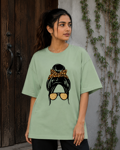 Zeroform Atitude girl  Oversized Cotton Tee