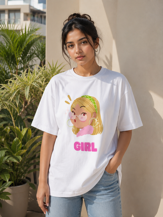 Zeroform Atitude Girl Oversized Cotton Tee