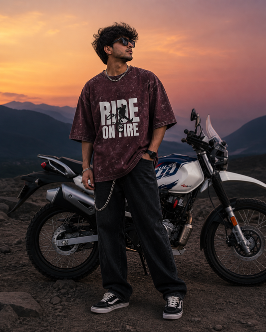 Zerofrom Ride on Fire Oversized | 100% Cotton Acid Wash
