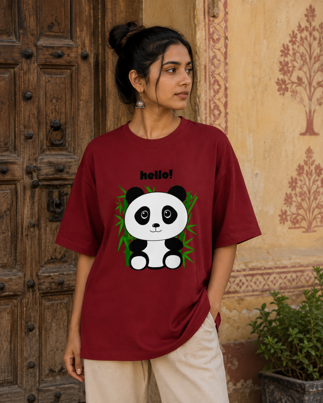 Zeroform Hello Panda Oversized Cotton Tee