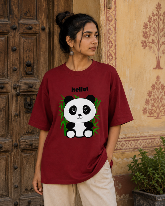 Zeroform Hello Panda Oversized Cotton Tee