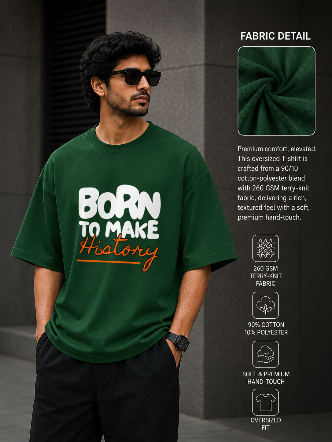 Zeroform Born to Make History Oversized Cotton T-Shirt