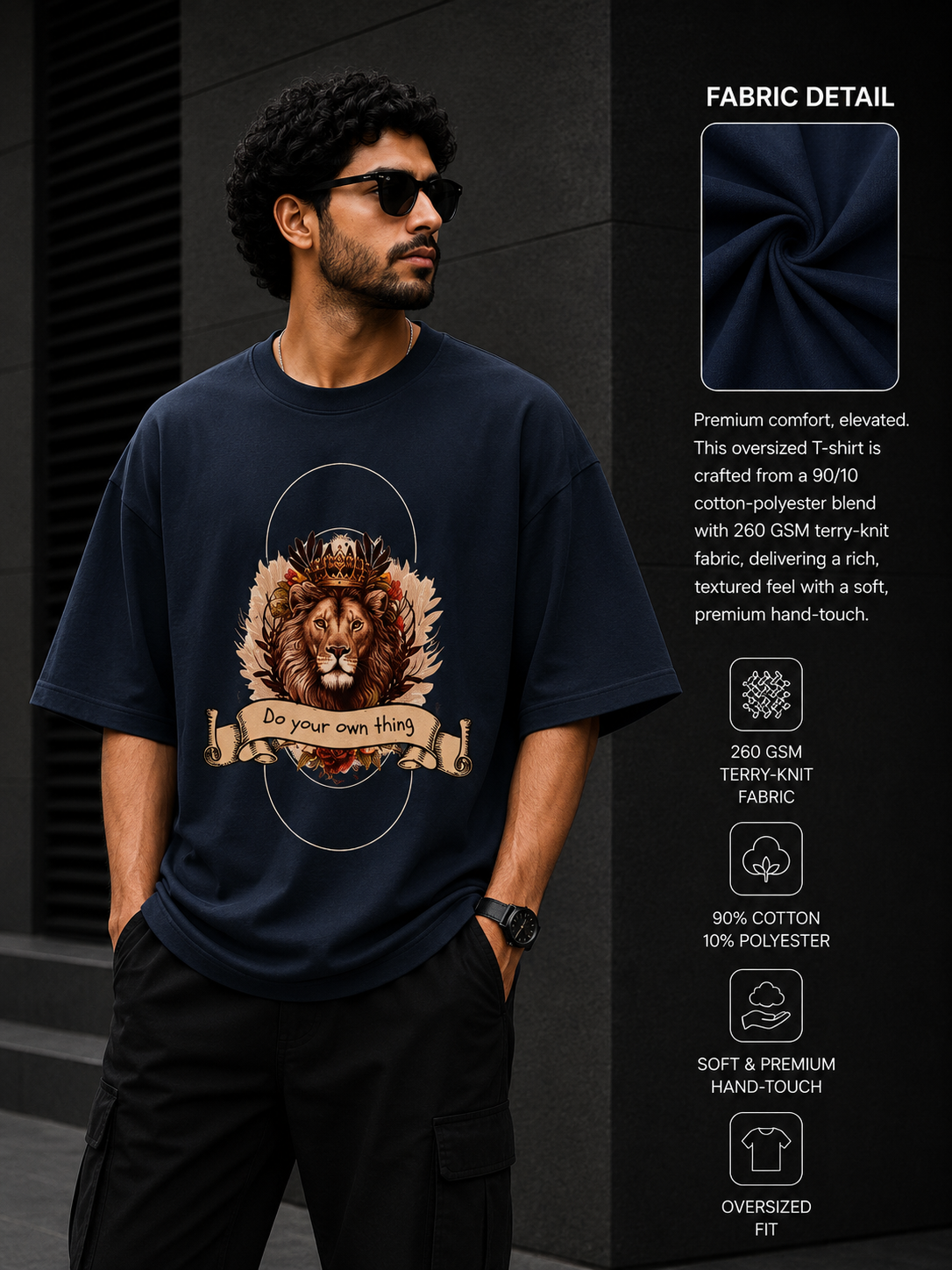 Zeroform Lion Oversized Cotton T-Shirts