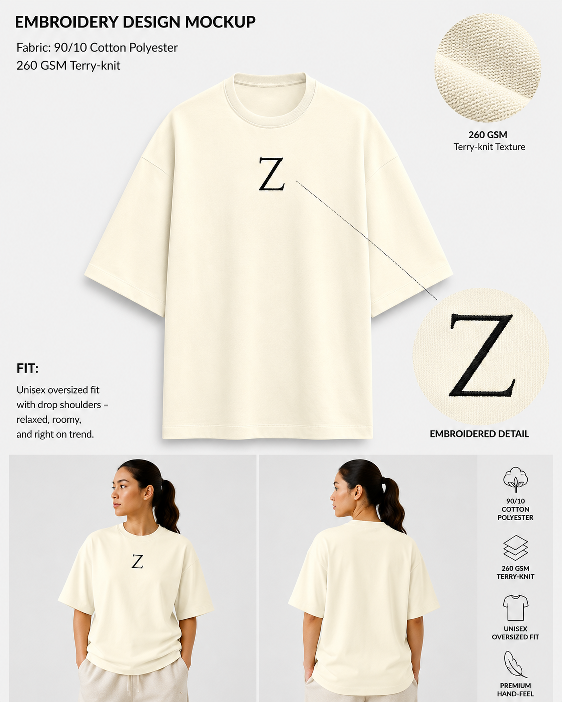 Embroidery Oversized T-shirt | Classic Style