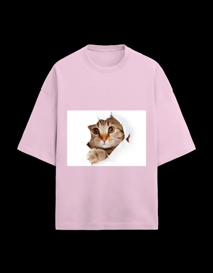 Zeroform Cutie Cat Oversized Cotton Tee - ZEROFORM
