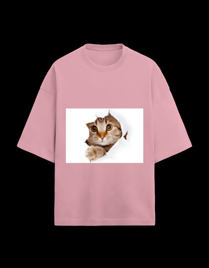 Zeroform Cutie Cat Oversized Cotton Tee - ZEROFORM