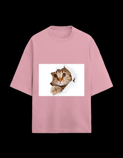 Zeroform Cutie Cat Oversized Cotton Tee - ZEROFORM