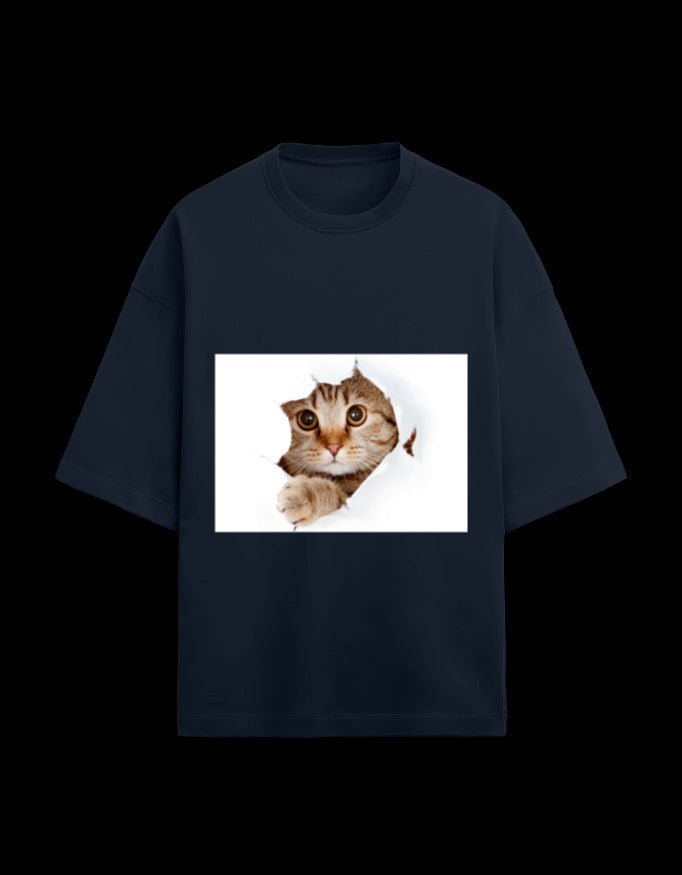 Zeroform Cutie Cat Oversized Cotton Tee - ZEROFORM