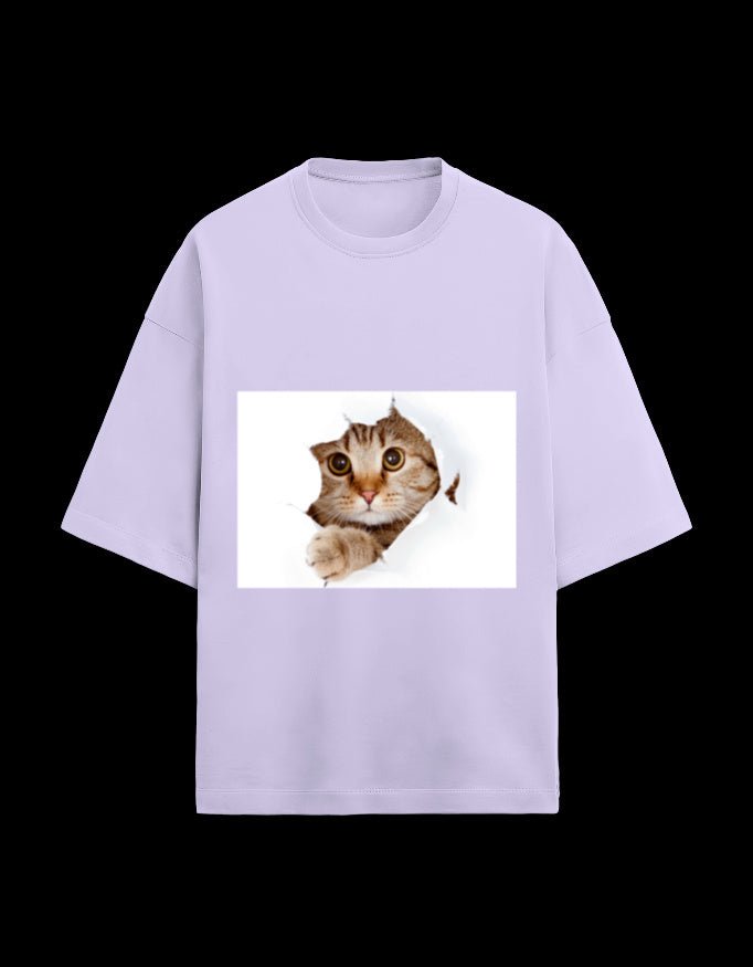 Zeroform Cutie Cat Oversized Cotton Tee - ZEROFORM