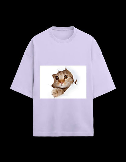 Zeroform Cutie Cat Oversized Cotton Tee - ZEROFORM