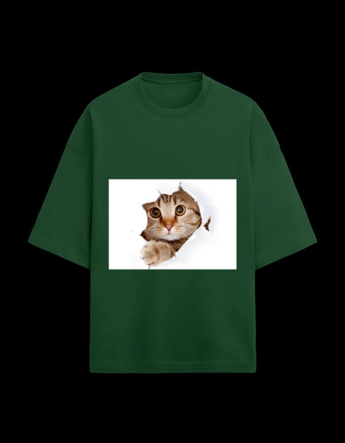 Zeroform Cutie Cat Oversized Cotton Tee - ZEROFORM