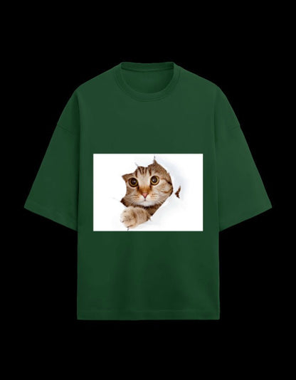 Zeroform Cutie Cat Oversized Cotton Tee - ZEROFORM