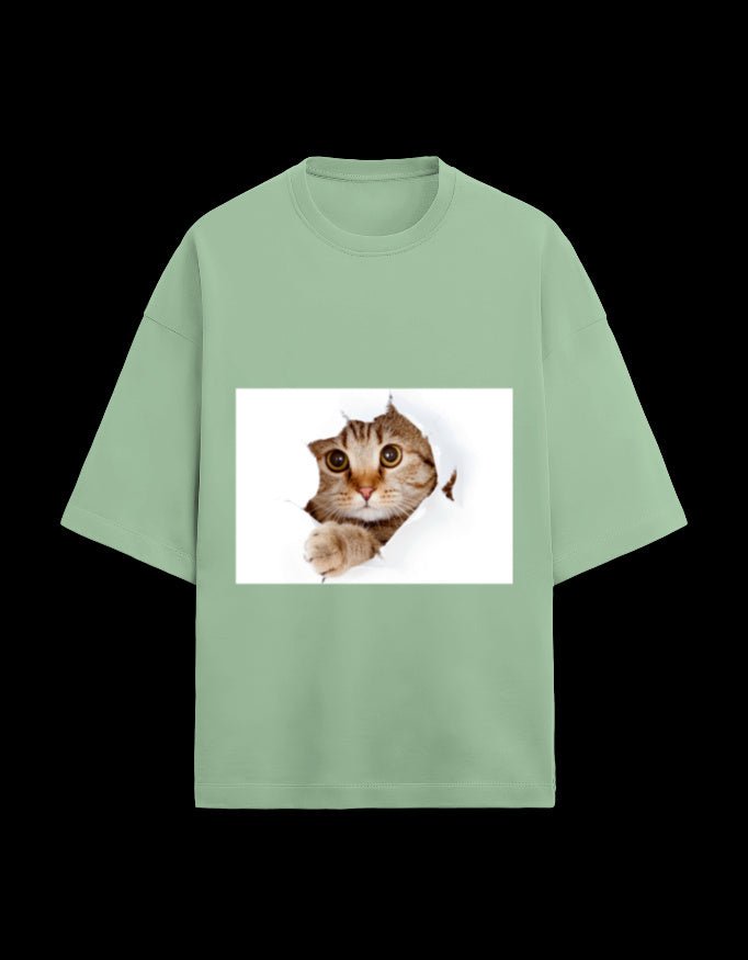 Zeroform Cutie Cat Oversized Cotton Tee - ZEROFORM