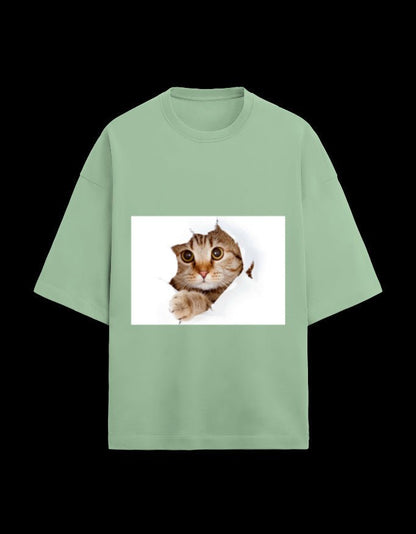 Zeroform Cutie Cat Oversized Cotton Tee - ZEROFORM