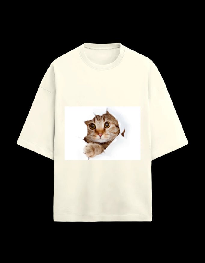 Zeroform Cutie Cat Oversized Cotton Tee - ZEROFORM