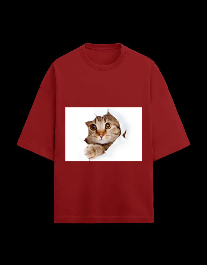 Zeroform Cutie Cat Oversized Cotton Tee - ZEROFORM