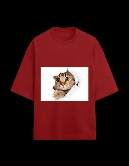 Zeroform Cutie Cat Oversized Cotton Tee - ZEROFORM