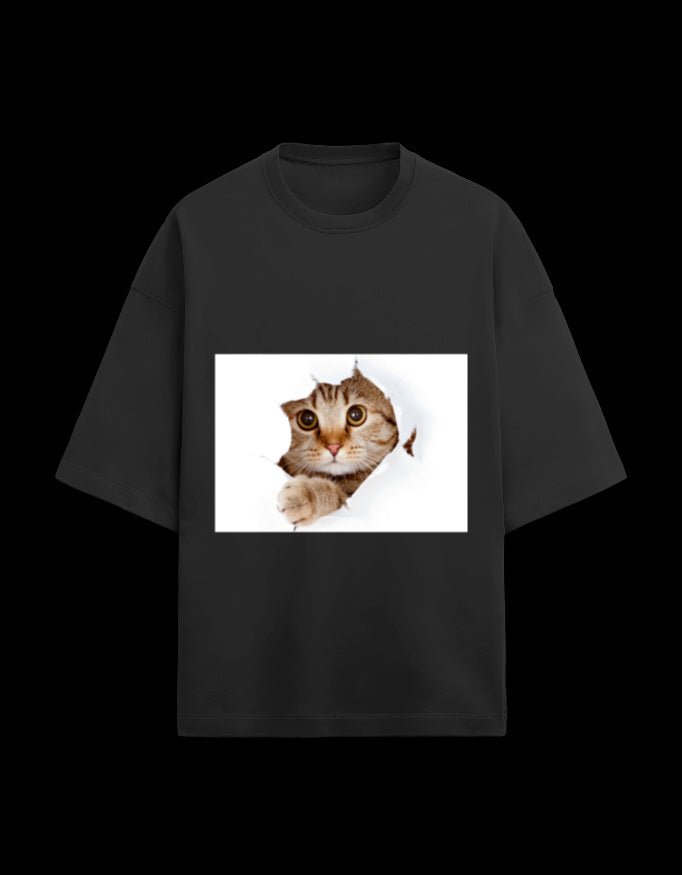 Zeroform Cutie Cat Oversized Cotton Tee - ZEROFORM