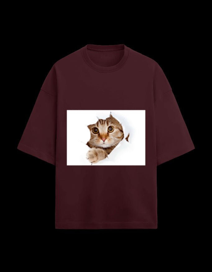Zeroform Cutie Cat Oversized Cotton Tee - ZEROFORM