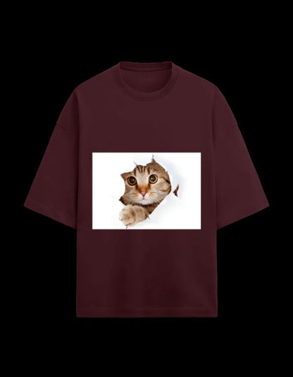 Zeroform Cutie Cat Oversized Cotton Tee - ZEROFORM