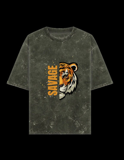 Zeroform SAVAGE Tiger Oversized Cotton T-shirt - ZEROFORM